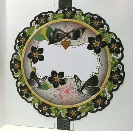 Black Forget Me Knot 8in Doily Card Insert Panel by Darlene Handorff