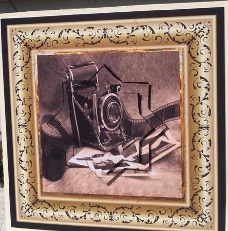 Vintage Camera and Film 6x6 Card and Pyramid by Darlene Handorff