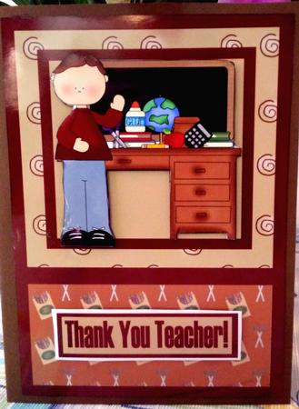 Thank You Teacher! Male Decoupage Card Front by Darlene Handorff