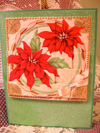 Poinsettia Gold Circle 5inch Square Bottom Castle Stacker by Darlene Handorff