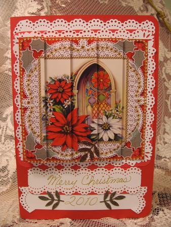 Poinsettia Window One Edge Side Stacker by Darlene Handorff