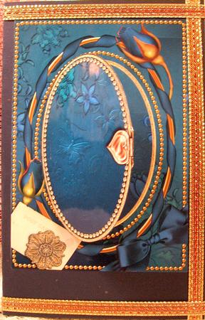Navy Blue Vines Plain A5 Locket Card Front by Darlene Handorff
