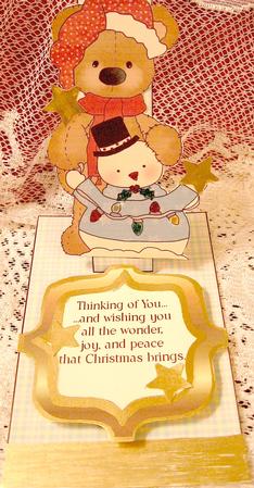 Bear, Snowman and Lights Mini Easel Card by Darlene Handorff