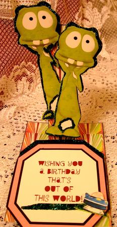 Green Alien Mini Easel by Darlene Handorff