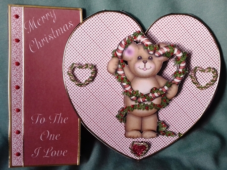 One I Love Xmas Heart Cutout Card by David Cooke