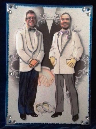 Groom and Groom Wedding Decoupage Navy Edge by David Cooke