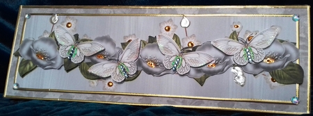 Silver Poppy Butterfly Large Dl Decoupage Card & Env Kit by David Cooke