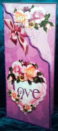 ANGLED DL CARD, ENVELOPE AND DECOUPAGE - LOVE AND ROSES by David Cooke