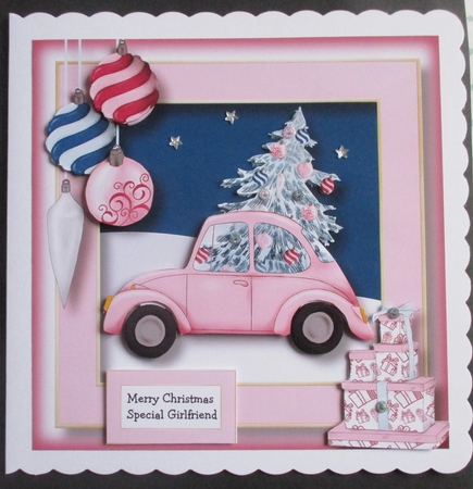 Christmas Retro Car - Pink by Davina Rundle