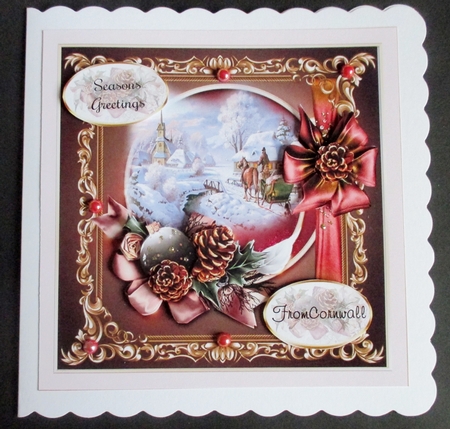 Vintage Christmas Scene Card Front With Decoupage by Davina Rundle