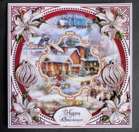 Christmas Scenic Collage Card Front With Decoupage by Davina Rundle