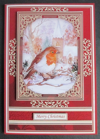 A5 RED & GOLD CHRISTMAS ROBIN Quick Layer Card Kit by Davina Rundle