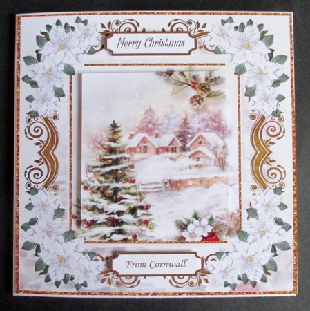 Snowy Rooftops Pyramid Topper White Poinsettia by Davina Rundle