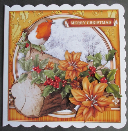 Christmas Robin 7x7 Gold by Davina Rundle