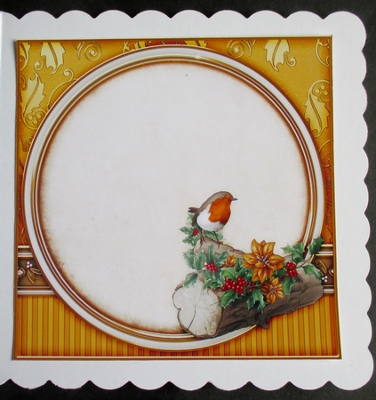Christmas Robin 7x7 Insert Gold by Davina Rundle