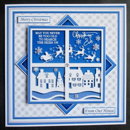 CHRISTMAS MONOTONE SEARCH THE SKIES 7.5 Quick Layer Card by Davina Rundle