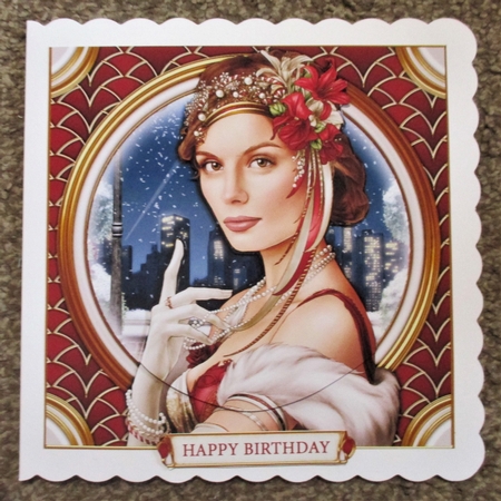 Art Deco Lady Christmas Athena 7x7 Red by Davina Rundle