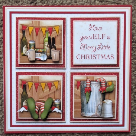 MERRY ELF SQUARES 7.5 Humorous Quick Layer Card & Insert Kit by Davina Rundle