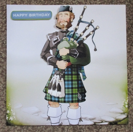 Bagpipe Player Dude Blue Kilt 8x8 Quick Card by Davina Rundle