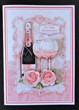 CHAMPAGNE CELEBRATIONS CORAL A5 Decoupage & Insert by Davina Rundle