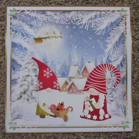 Christmas Nordic Gnomes Decoupage 8x8ins Topper by Davina Rundle