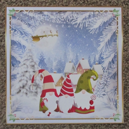 Christmas Nordic Gnomes Decoupage 8x8ins Topper 1 by Davina Rundle