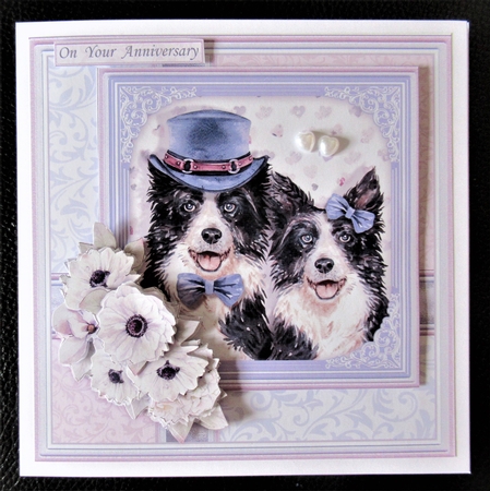 COLLIES COUPLE 7.5 Decoupage & Insert Card Kit by Davina Rundle