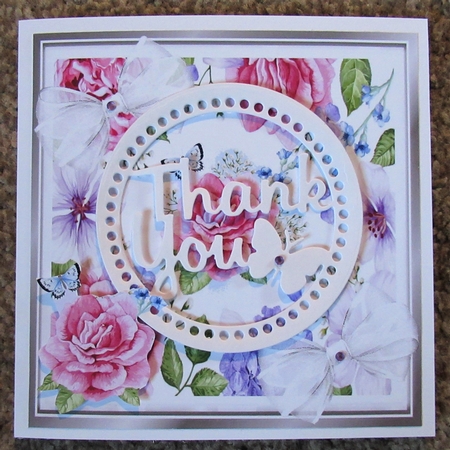 Pink roses & white bows 8x8 by Davina Rundle