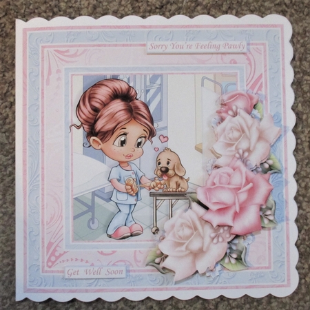 FEELING PAWLY Get Well Soon 7.5 Decoupage & Insert Card Kit by Davina Rundle