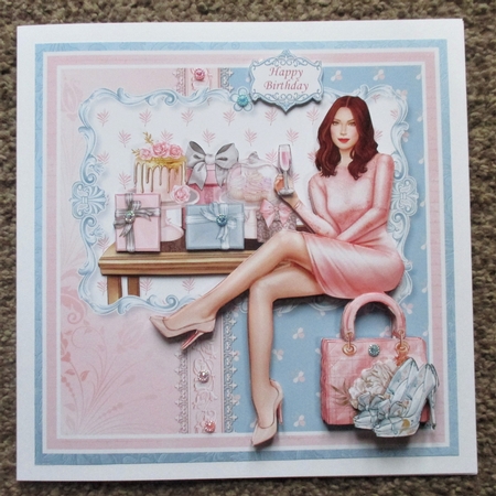 BIRTHDAY GIRL 7.5 Decoupage & Insert Card Kit by Davina Rundle