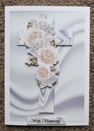 A5  Sympathy  Cross &  Vintage Roses    by Davina Rundle