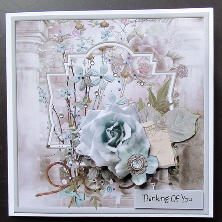 Blue rose 7x7 card by Davina Rundle
