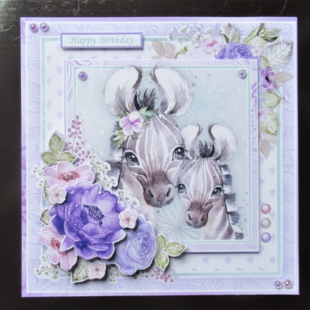 ZEBRA MUM & FOAL 7.5 Decoupage & Insert Card Kit by Davina Rundle