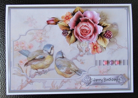 Blue birds and roses A5 by Davina Rundle