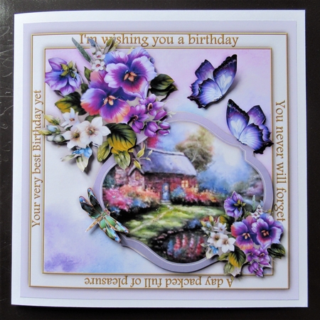 Border Birthday Greeting - Violets by Davina Rundle