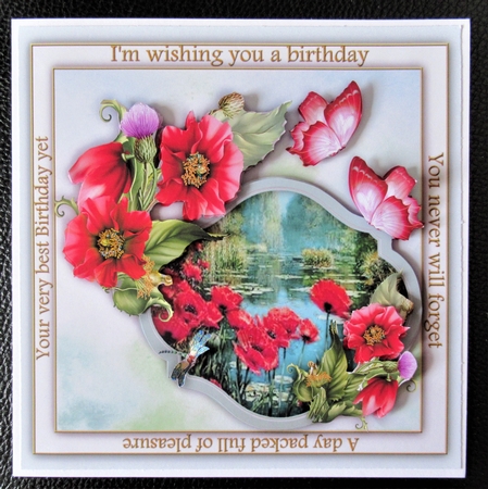 Border Birthday Greeting - Poppies by Davina Rundle
