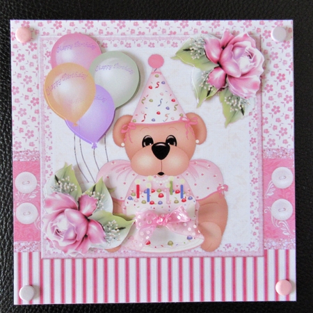 Cute Birthday Bear & Cake by Davina Rundle