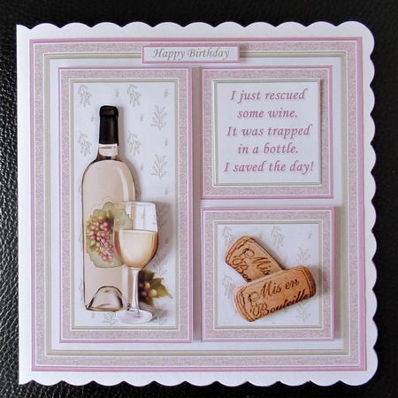 WHITE WINE SAVE THE DAY or CRAFTY CORKS 7.5 Squares Quick Layer Card Kit by Davina Rundle