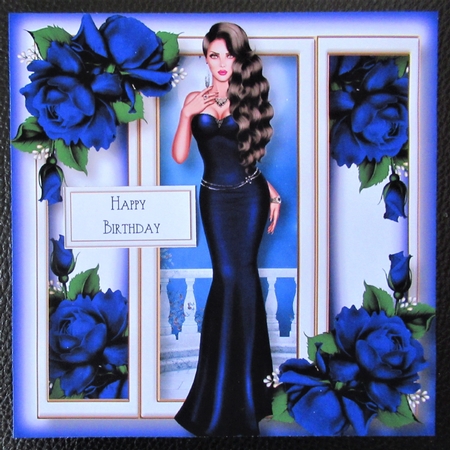 Elegance With Royal Blue Roses 8x8 by Davina Rundle