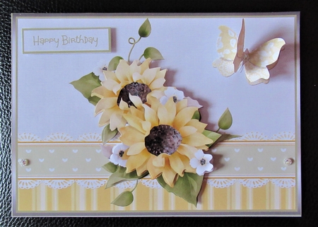Sunflowers and butterfly A5 card by Davina Rundle