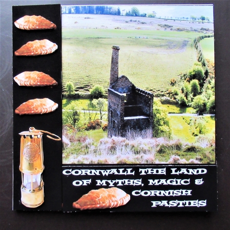 Cornish Pasties & Tin Mine  6 x 6 Card Topper With Decoupage by Davina Rundle