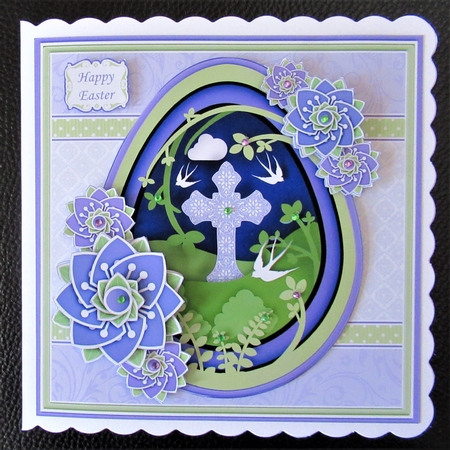 RELIGIOUS CROSS SCENE Easter or Sympathy 7.5 Decoupage Card Kit by Davina Rundle