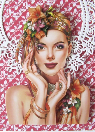 Art Deco Lady Emilia Decoupage Sheet Peach by Davina Rundle