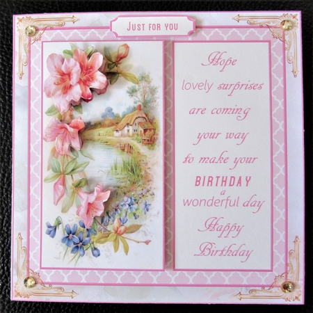 Birthday Wishes Vintage Decoupage 7x7ins Topper by Davina Rundle