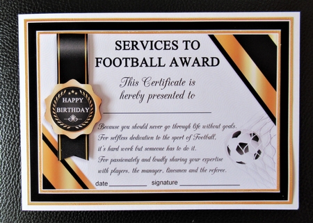 FOOTBALL Humorous A5 Certificate & Ages Card Kit by Davina Rundle