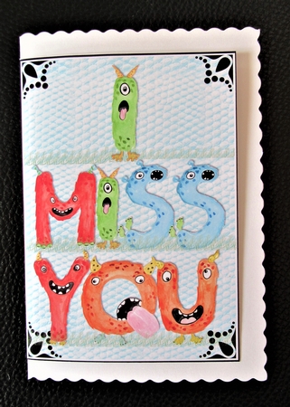 Miss You Monsters Quick Card by Davina Rundle