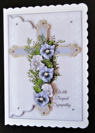 Sympathy Cross 2 Scalloped Edge Faux Envelope Card by Davina Rundle