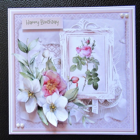 Vintage rose 7x7 card 2 by Davina Rundle