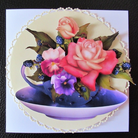 Floral Teacup & Saucer Decoupage Sheet - Deep In Summer by Davina Rundle
