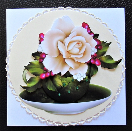 Floral Teacup & Saucer Decoupage Sheet - The Winter Rose by Davina Rundle